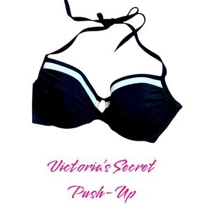 ❄️ Sale! Victoria's Secret Black and White Key Hole Push Up Bikini Top Size 34C
